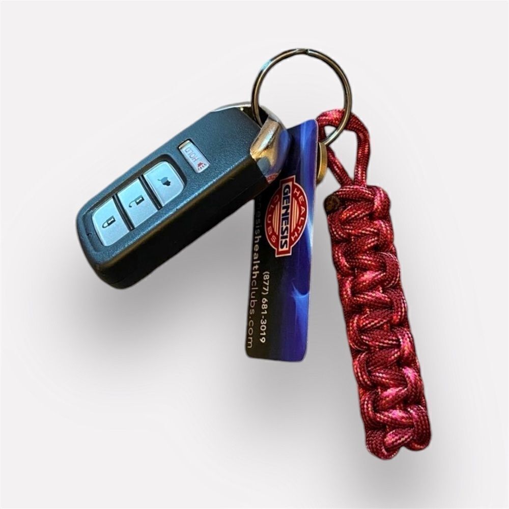 Paracord Keychain Bright Pink NEW Hiking Sporty Handmade USA